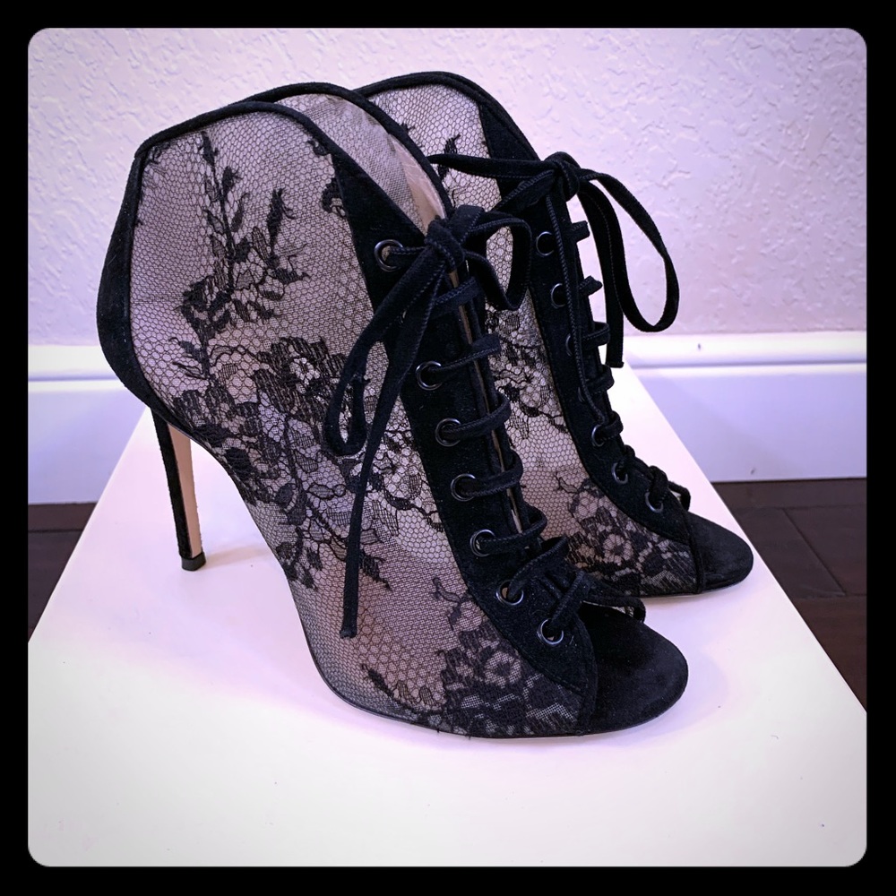 Jimmy Choo Lace Suede Ankle Booties 38.5